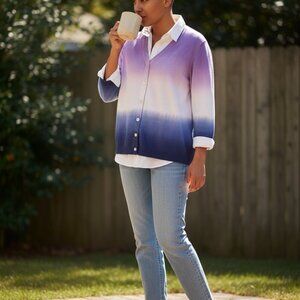 Alfred Dunner Women Sweater 3/4 Sleeves Inserted Collar Colorblock Sz PM